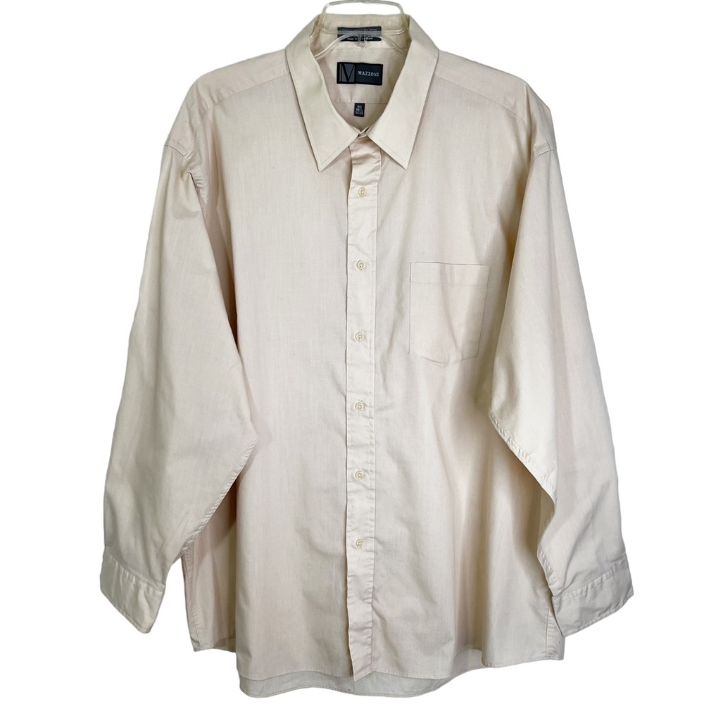 Mazzoni Long Sleeve Button Down Dress Shirt in Cream Men’s Sz 18 1/2